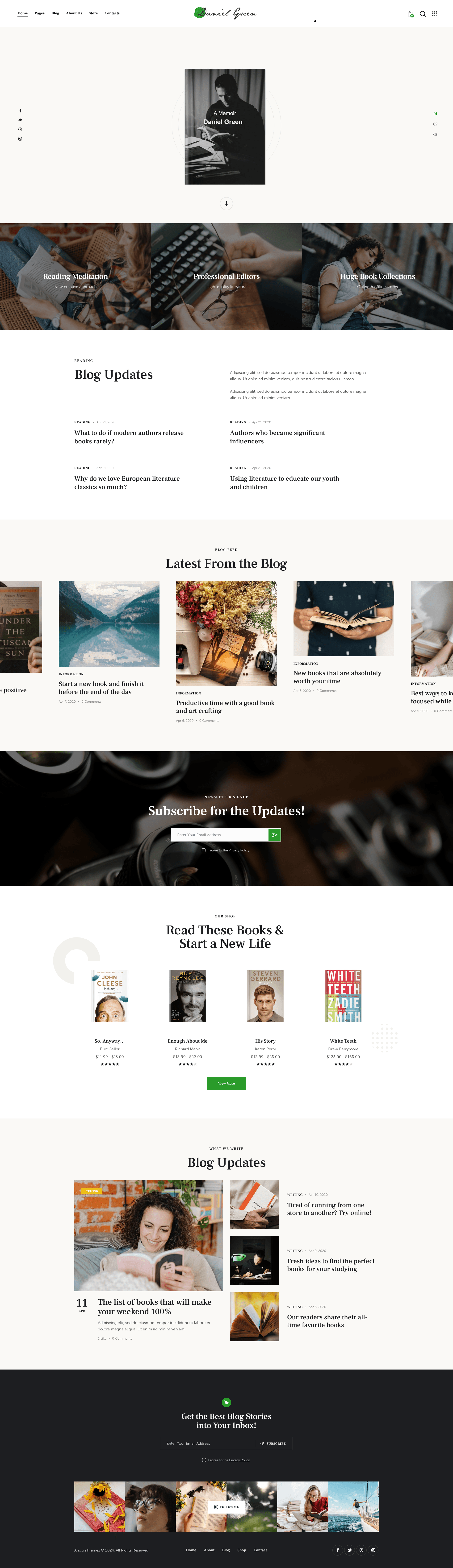 Strona główna sklepu internetowego Home 5 dla pisarzy z funkcjami WooCommerce