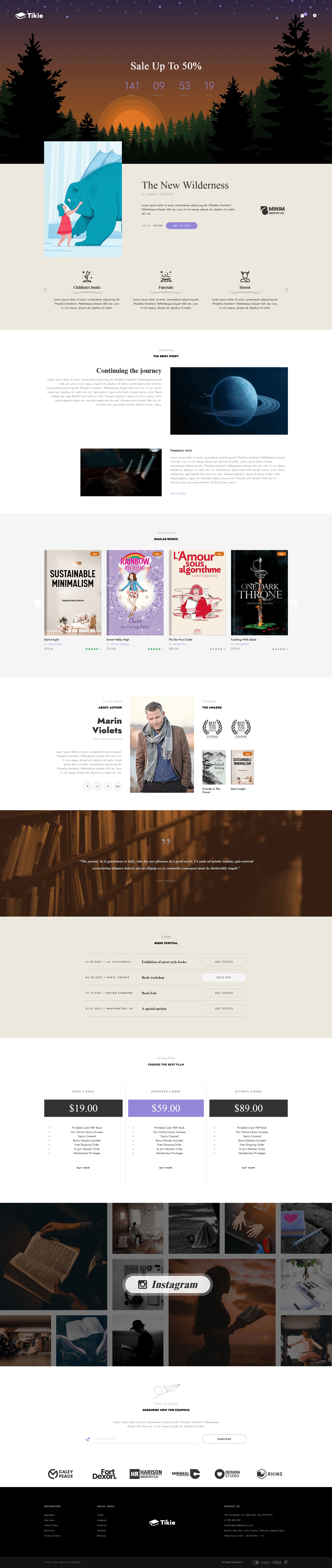 Strona główna sklepu internetowego Tikie dla księgarni internetowych sprzedających książki z WooCommerce.
