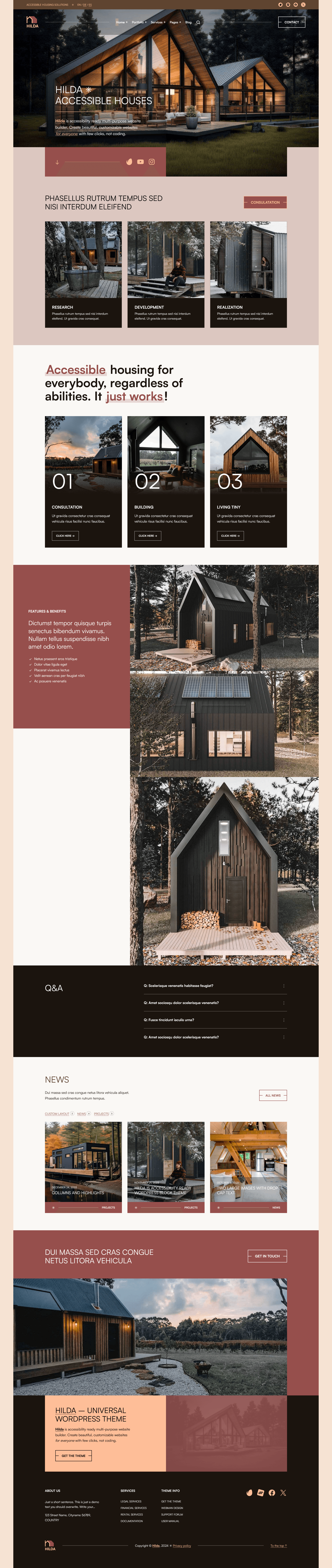 Minimalistyczna strona internetowa Hilda dla producenta domów modułowych