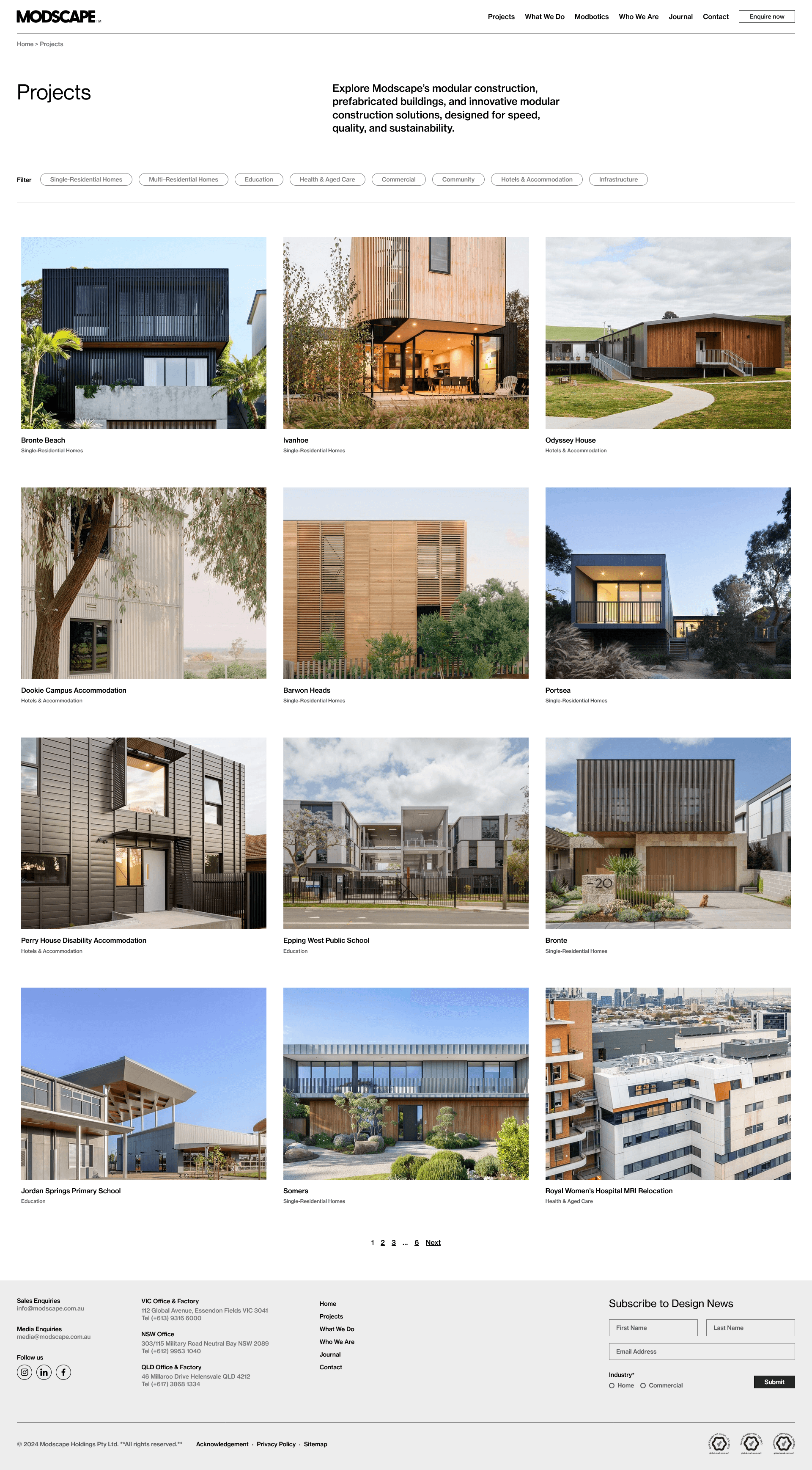 Nowoczesna strona internetowa Modscape dla producentów domów modułowych