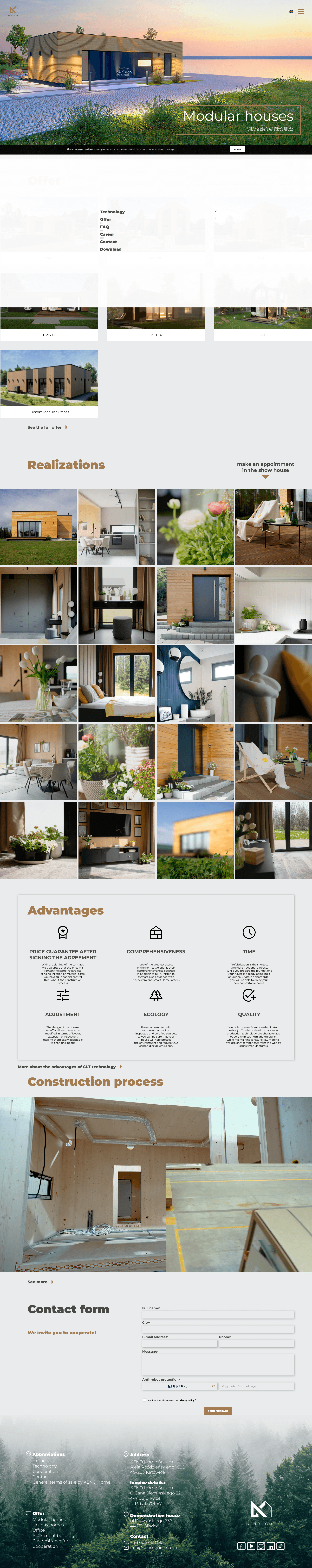 Prosta strona internetowa Modular Homes dla producenta domów modułowych