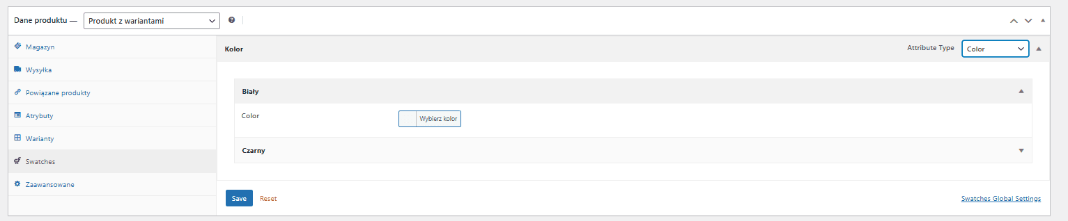 Widok jaki daje możliwości wtyczka Variation Swatches for WooCommerce by CartFlows - 