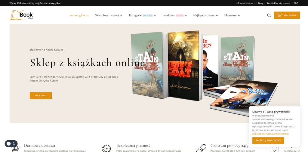 Szablon Bookshop na TemplateMonster do księgarni internetowej z integracją WooCommerce